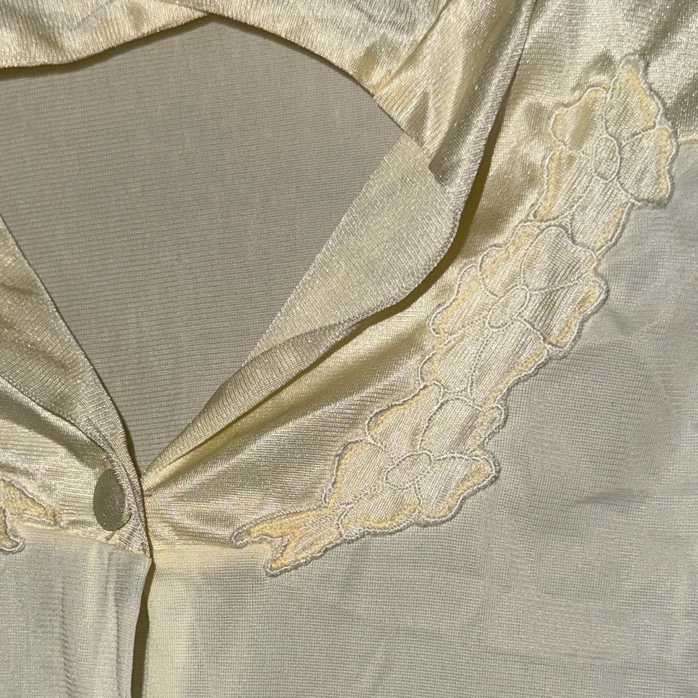 VTG Vanity Fair 1950s Old Hollywood Ivory Satin Peignoir Set Lace Nightgown Robe - Picture 4 of 10